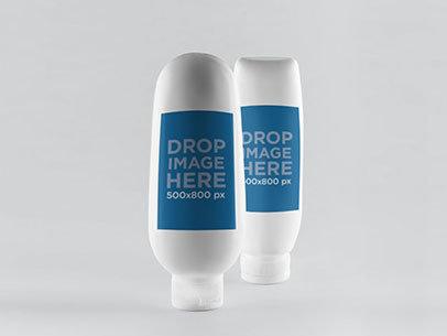 Lable Mockup Featuring a Set of Cosmetic Bottles 