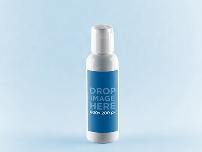 Label Mockup Featuring a Small Plastic Lotion Bottle