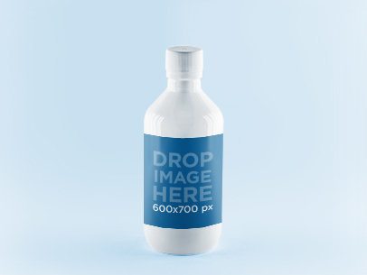 Mockup of a White Plastic Bottle Standing Over a Flat Surface