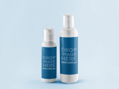 Mockup Featuring Two Plastic Bottles Standing Next to Each Other