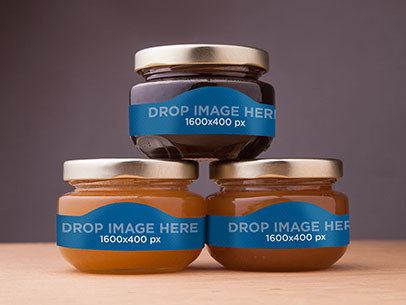 Label Mockup Featuring Three Jars of Sweet Honey