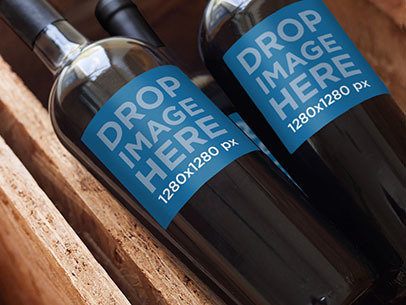 Mockup Featuring a Set of Wine Bottles in a Wine Crate