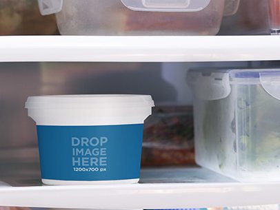 Packaging Mockup of a Container In a Refrigerator