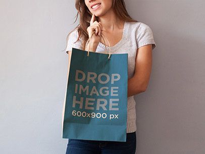 Paper Bag Mockup of a Woman Holding a Shopping Bag