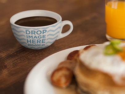 Cup Mockup Featuring a Coffee Cup at a Breakfast Table
