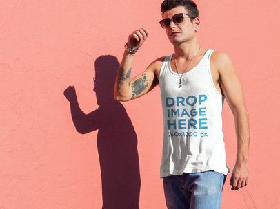 Tank Top Mockup of a Stylish Young Man Walking Around 6587a