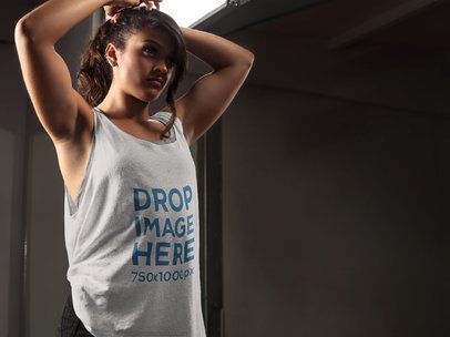 Tank Top Mockup Featuring an Athletic Woman at the Gym