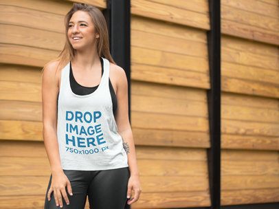 Sports Tank Top Mockup of a Woman on Her Way to the Gym