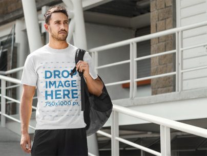 Man On His Way to Soccer Practice T-Shirt Mockup