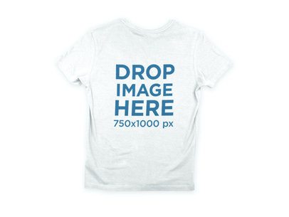 Back of a V-Neck T-Shirt Mockup over a Flat Backdrop