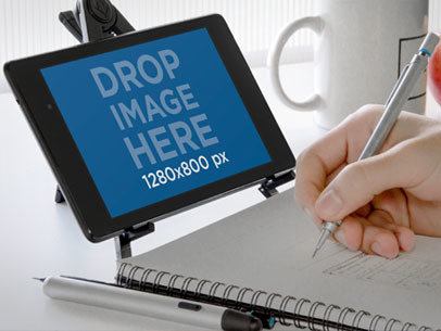 Mockup of Someone Working Using a Nexus 7