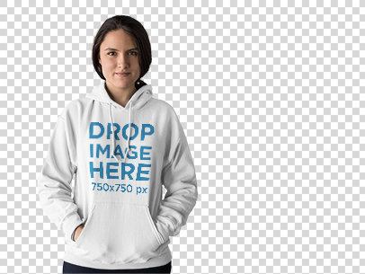 Hoodie Mockup of a Young Woman at a Photo Studio