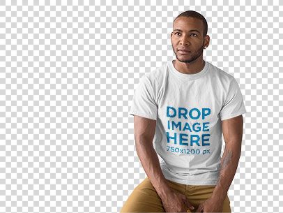 Handsome Man at a Photo Studio T-Shirt Mockup