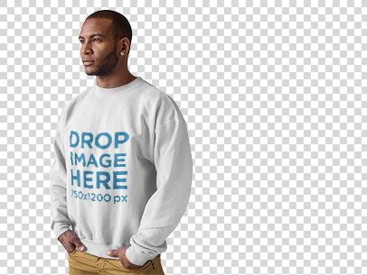 Crewneck Mockup of a Man Standing in Front of a White Backdrop