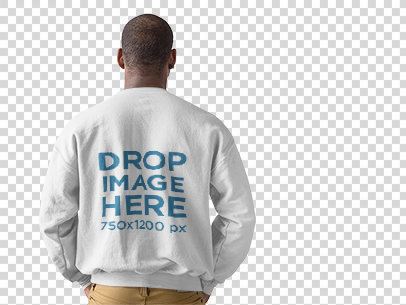 Back Shot of a Man Wearing a Crewneck Sweater Mockup at a Studio