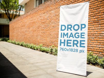 Mockup Template of a Banner on a Sidewalk a10338