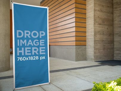 Vertical Banner Mockup at a High School 