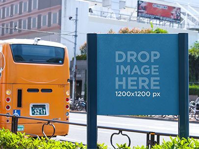 Billboard Mockup at a Bus Stop
