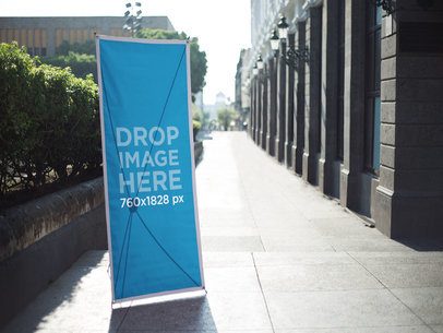Vertical Banner Mockup in an Urban Environment