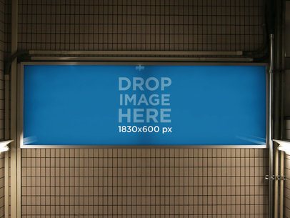 Horizontal Banner Mockup at a Subway Station a10462