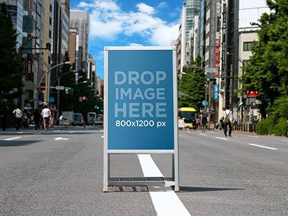 Billboard Mockup Standing in the Middle of a Street a10465