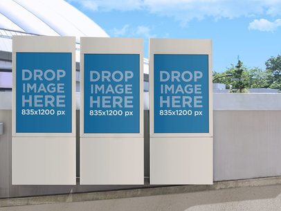 Mockup Template of a Set of Banners at a Shopping Mall