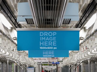 Horizontal Banner Mockup Inside a Subway Car a10460