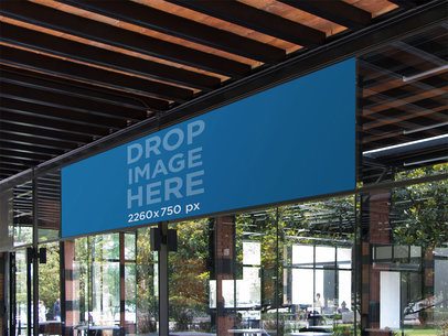 Horizontal Banner Mockup at a School's Cafeteria a10574