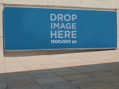 Horizontal Banner Mockup Outside a Convention Center