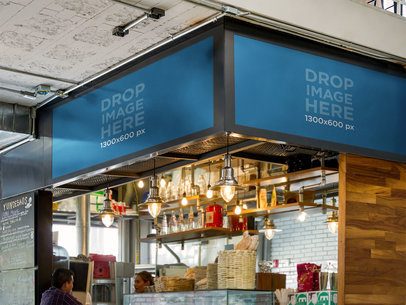 Horizontal Banner Mockup at a Small Local Business