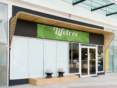 Horizontal Banner Mockup Outside a Small Local Business 