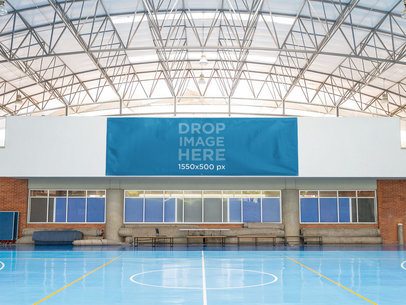 Big Horizontal Banner Mockup at a Gymnasium a10587