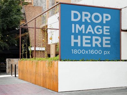 Horizontal Banner Mockup Outside a Modern Restaurant