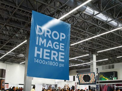 Vertical Banner Mockup at an Expo