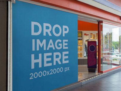 Billboard Mockup Outside a Sunglasses Store