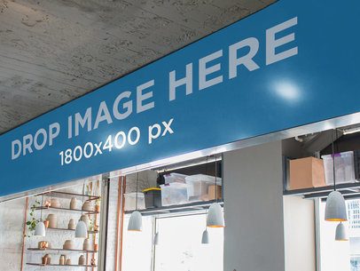 Horizontal Banner Mockup Placed at a Small Business