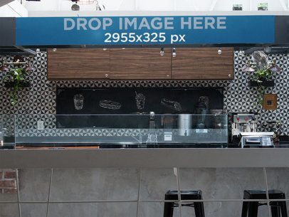 Horizontal Banner Mockup at a Fast Food Restaurant