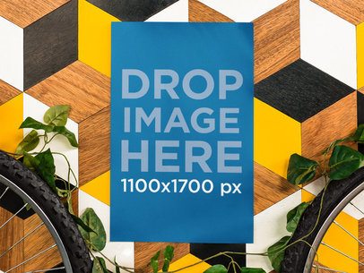 Poster Mockup Taped to a Colorful Wall