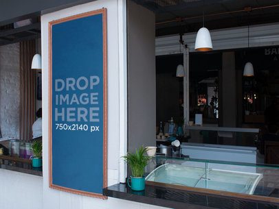 Vertical Banner Mockup at an Ice Cream Parlor a10841