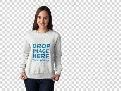 Crewneck Mockup of a Pretty Woman at a Photo Studio