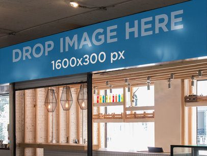Horizontal Banner Mockup at a Shopping Mall Food Court