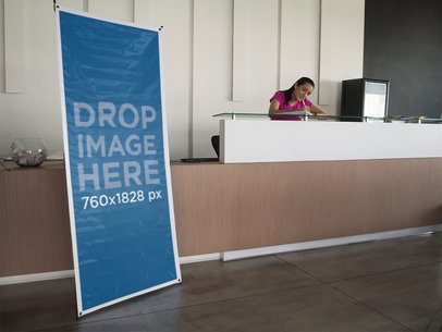 Vertical Banner Mockup at a Lobby a10492
