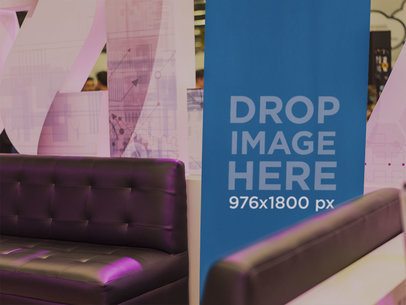 Vertical Banner Mockup in a Lounge Area a11284