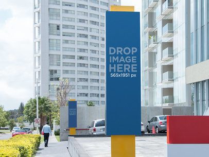 Mockup of Vertical Banners in a Cityscape a11043