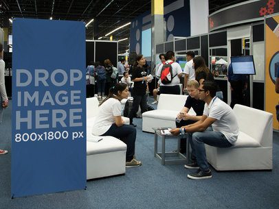 Mockup of a Roll-up Banner at an Expo