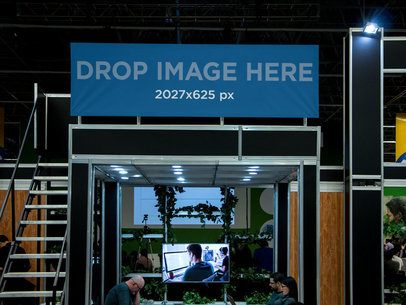 Horizontal Banner Mockup at a Business Expo a11254