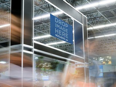 Mockup of a Horizontal Banner at a Busy Expo a11277