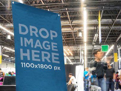 Vertical Banner Close-Up Mockup at a Convention Center a11278