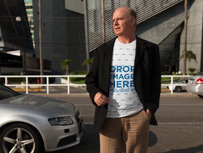 T-Shirt Mockup of an Elder White Business Man