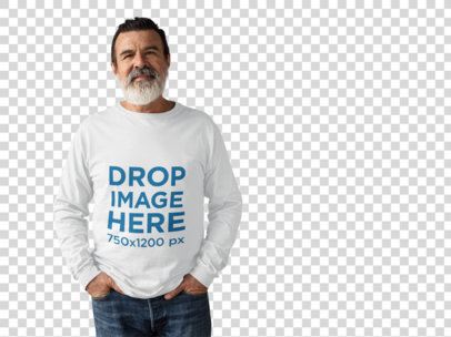Long Sleeve Tee Mockup of a Hispanic Elder Man at a Studio a11310